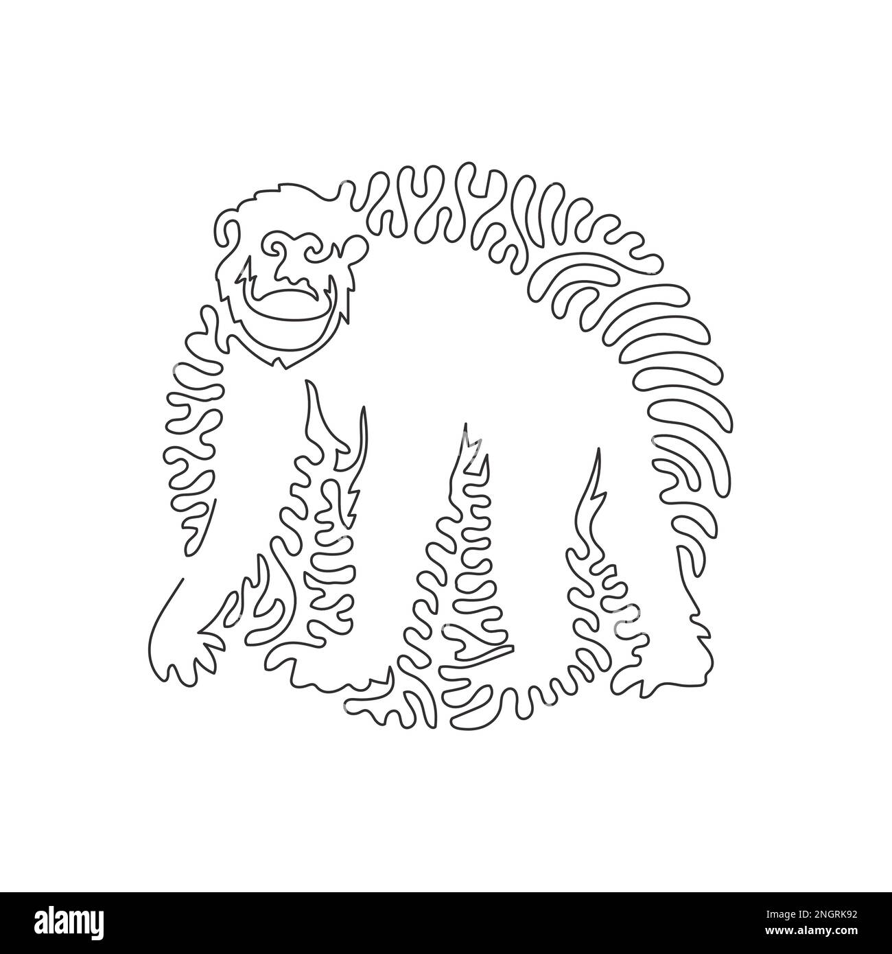 Courbe continue dessin d'une ligne de l'adorable chimpanzé art abstrait Illustration d'un vecteur de trait modifiable d'une seule ligne représentant un joli chimpanzé Illustration de Vecteur