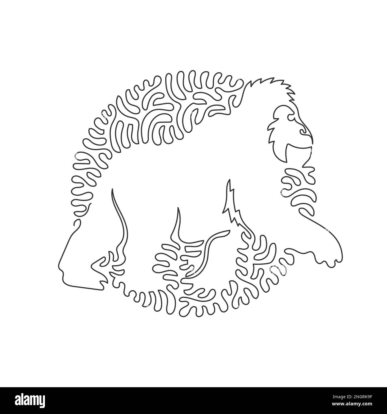 Illustration abstraite de dessin d'une ligne de courbe continue Gorilla est robuste et puissant. Illustration d'un vecteur de trait modifiable à une seule ligne d'un animal sauvage Illustration de Vecteur