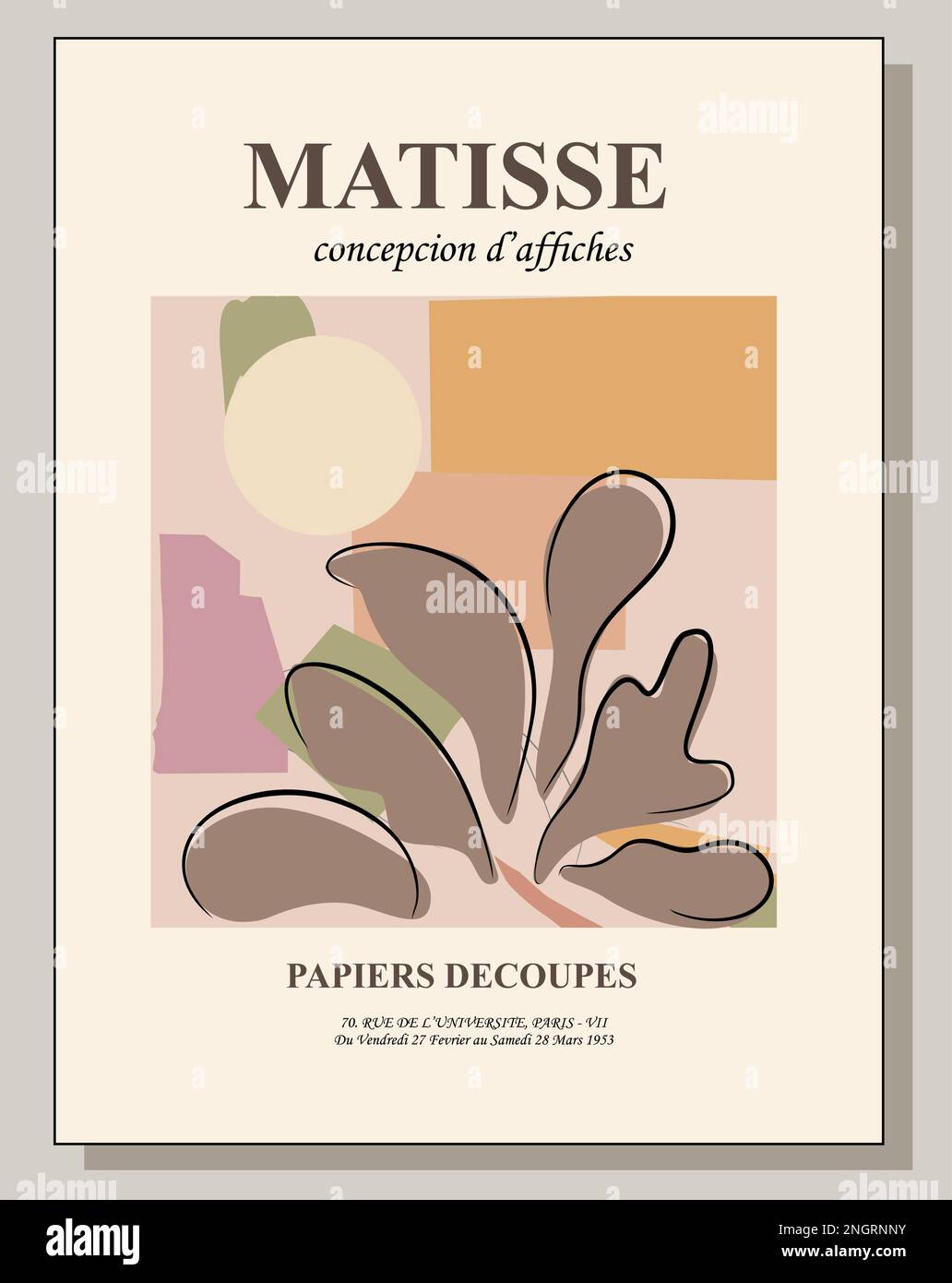 Affiche abstraite Matisse dans des couleurs pastel modernes. Illustration de Vecteur