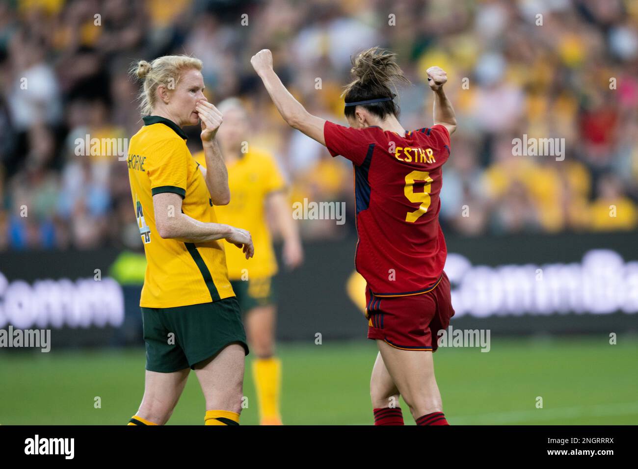 Sydney, Australie. 19th févr. 2023. Gonzalez Rodriguez d'Espagne célèbre le but lors du match de la coupe des nations entre les Matildes d'Australie et l'Espagne au stade Commbank sur 19 février 2023 à Sydney, en Australie. (Photo : Izhar Khan) IMAGE LIMITÉE À L'USAGE ÉDITORIAL - STRICTEMENT AUCUNE UTILISATION COMMERCIALE crédit: Izhar Ahmed Khan/Alay Live News/Alay Live News Banque D'Images