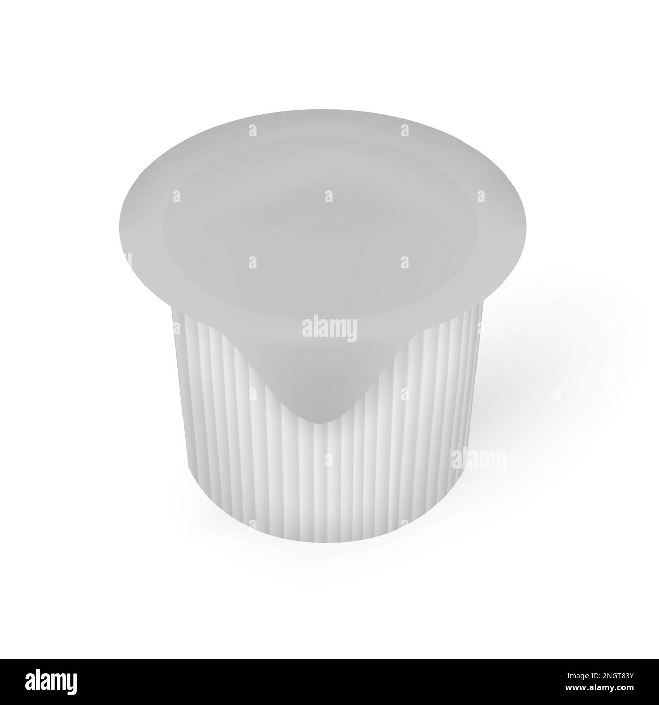 Crème à café liquide, emballage unique, modèle vectoriel. Conteneur en plastique avec couvercle de film de protection, maquette Illustration de Vecteur