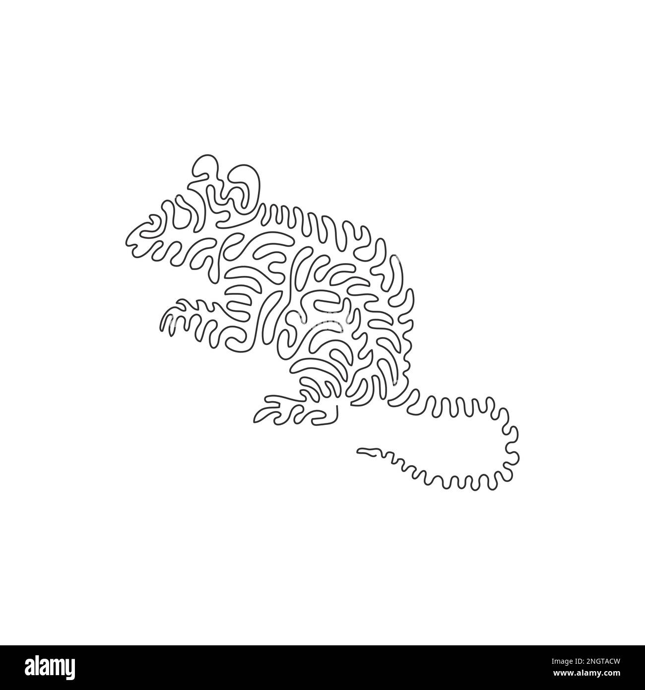 Simple tourbillon ligne continue dessin d'art abstrait souris mignonne Dessin en ligne continue dessin graphique dessin vectoriel style d'illustration de la souris de vole frisky Illustration de Vecteur