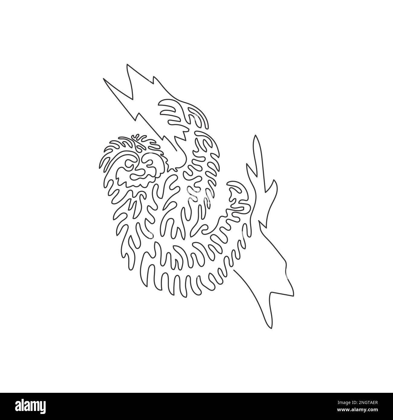 Un seul tourbillon ligne continue dessin de la jambe longue de sloth et des queues trébuchantes. Dessin de ligne continue dessin vectoriel style d'illustration de la trois bouts Illustration de Vecteur