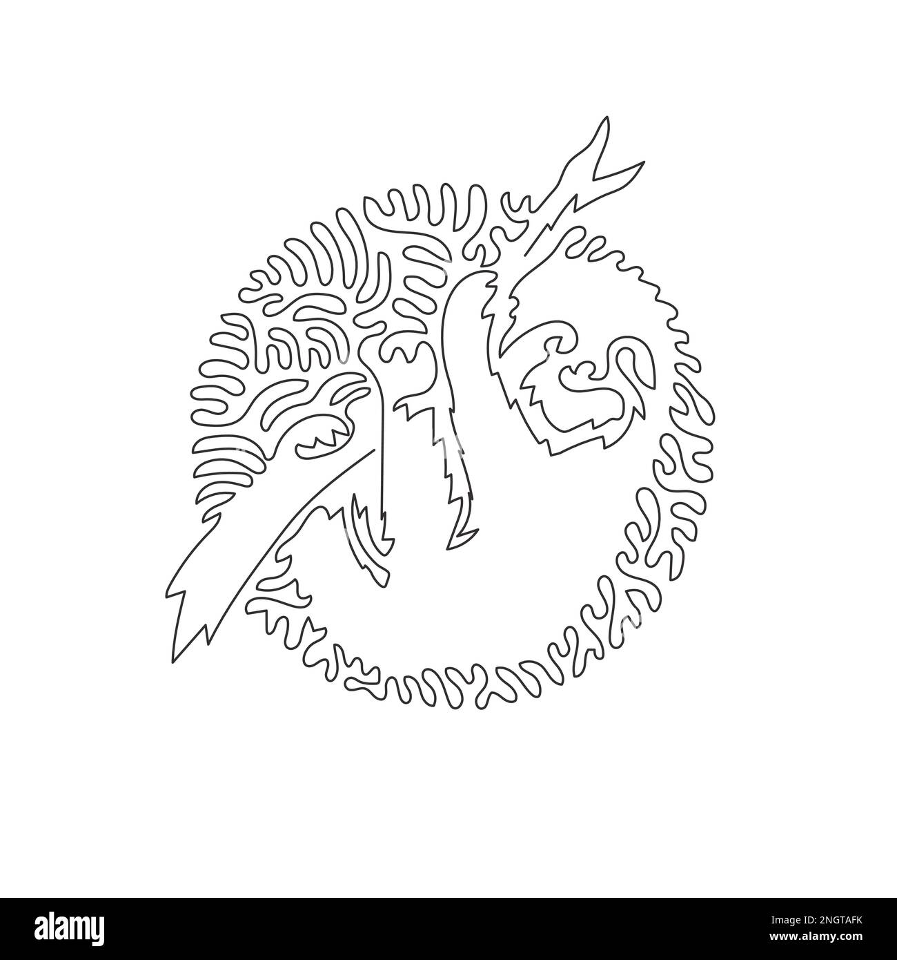 Tracé continu d'une ligne de courbe d'un art abstrait à trois bouts de sloth en cercle. Illustration vectorielle d'un trait simple et modifiable de la sloth drôle pour le logo Illustration de Vecteur