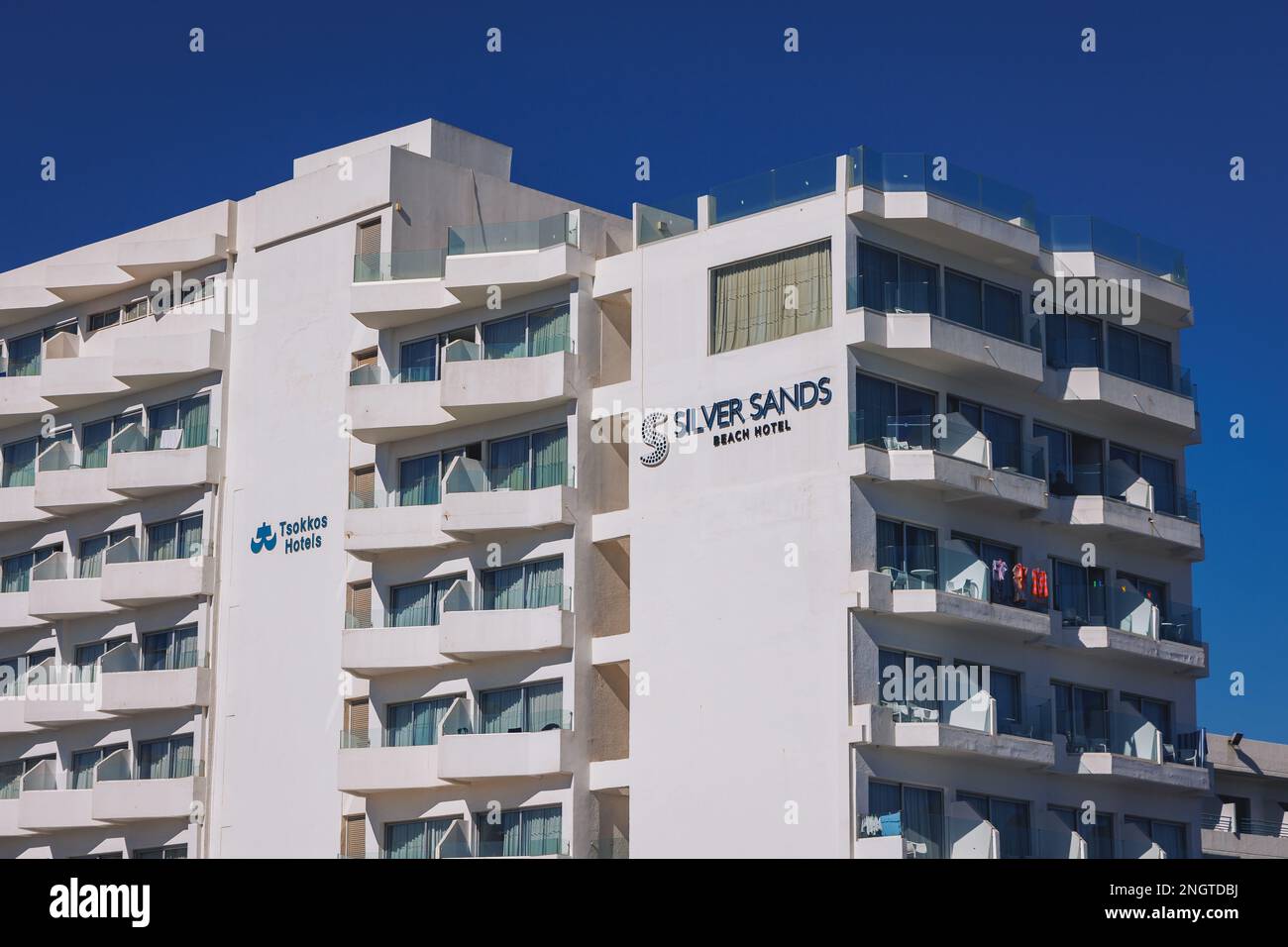 Silver Sands Beach Hotel dans Protaras Resort dans le quartier de Famagusta, pays de l'île de Chypre Banque D'Images