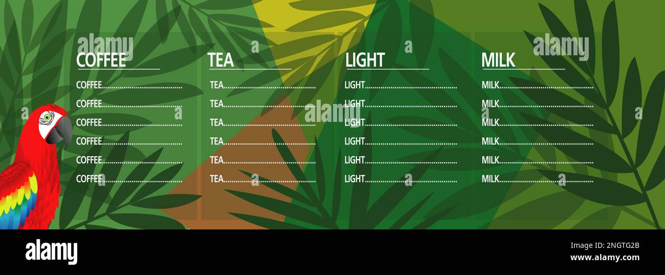 étiquette de menu perle lait thé amazonie fond jungle magnifique illustration vecteur Illustration de Vecteur