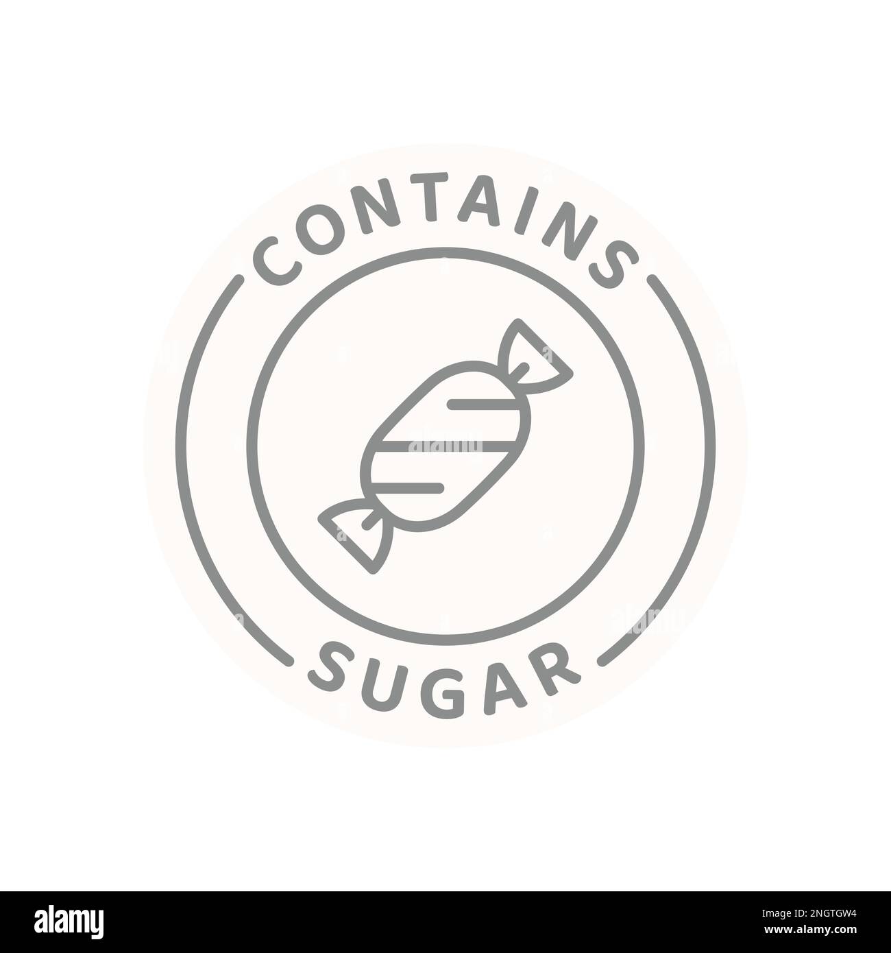 Contient une étiquette de vecteur de sucre. Autocollant de la ligne d'ingrédients alimentaires. Illustration de Vecteur