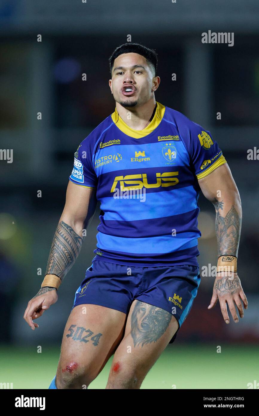 Renouf Atoni de Wakefield Trinity pendant le match de la Super League de Betfred au stade de soutien de Bebe Well, Wakefield. Date de la photo: Vendredi 17 février 2023. Banque D'Images