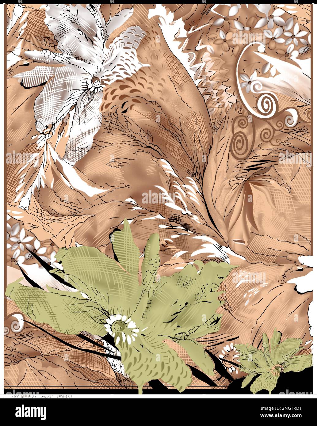 Textile Digital Ikat Ethnic Design Set of damask Border Baroque motif fonds d'écran carte cadeau cadre pour femmes tissu utilisation Mughal Banque D'Images