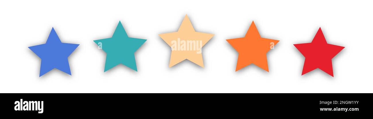 Concept de feedback pour application mobile ou site Web. Conception de forme de qualité. Illustration vectorielle de style 1970s 1950s 1960s. Étoiles colorées dans un style rétro Illustration de Vecteur