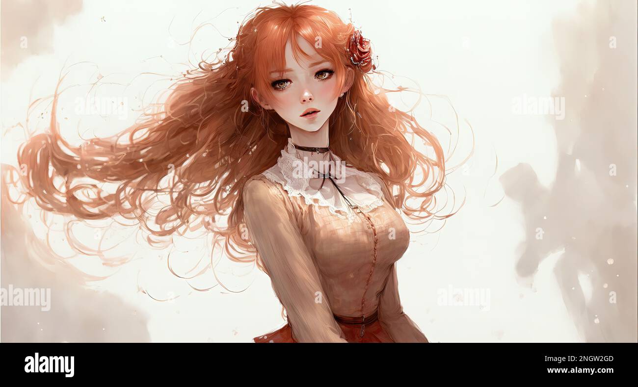 Personnage Anime Cheveux Rouge Et Blanc Jeune fille manga cheveux rouge Banque de photographies et d'images à haute  résolution - Alamy