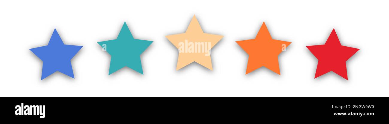 Concept de feedback pour application mobile ou site Web. Conception de forme de qualité. Illustration vectorielle de style 1970s 1950s 1960s. Étoiles colorées dans un style rétro Illustration de Vecteur