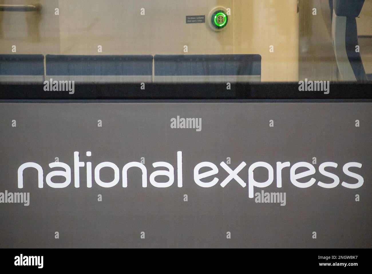 Logo de train National Express sur un train allemand. Crédit: Sinai Noor/Alamy Banque D'Images