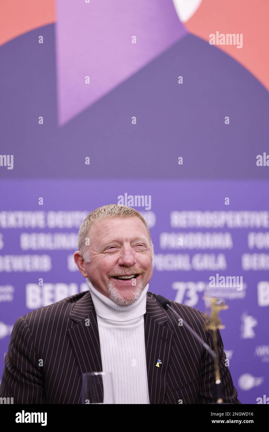 La légende allemande du tennis Boris Becker assiste à une conférence de presse pour le film "Boom! Boum ! The World contre Boris Becker' présenté dans l'offre spéciale Berlinale Banque D'Images