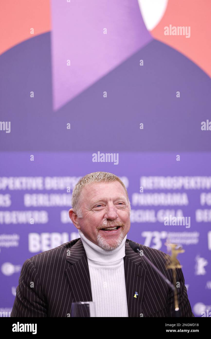 La légende allemande du tennis Boris Becker assiste à une conférence de presse pour le film "Boom! Boum ! The World contre Boris Becker' présenté dans l'offre spéciale Berlinale Banque D'Images
