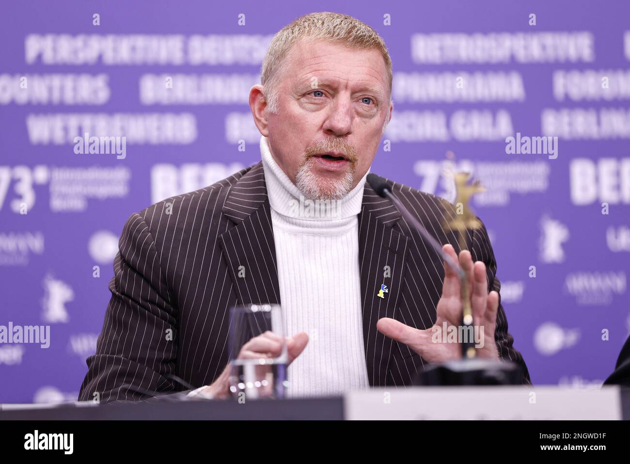 La légende allemande du tennis Boris Becker assiste à une conférence de presse pour le film "Boom! Boum ! The World contre Boris Becker' présenté dans l'offre spéciale Berlinale Banque D'Images