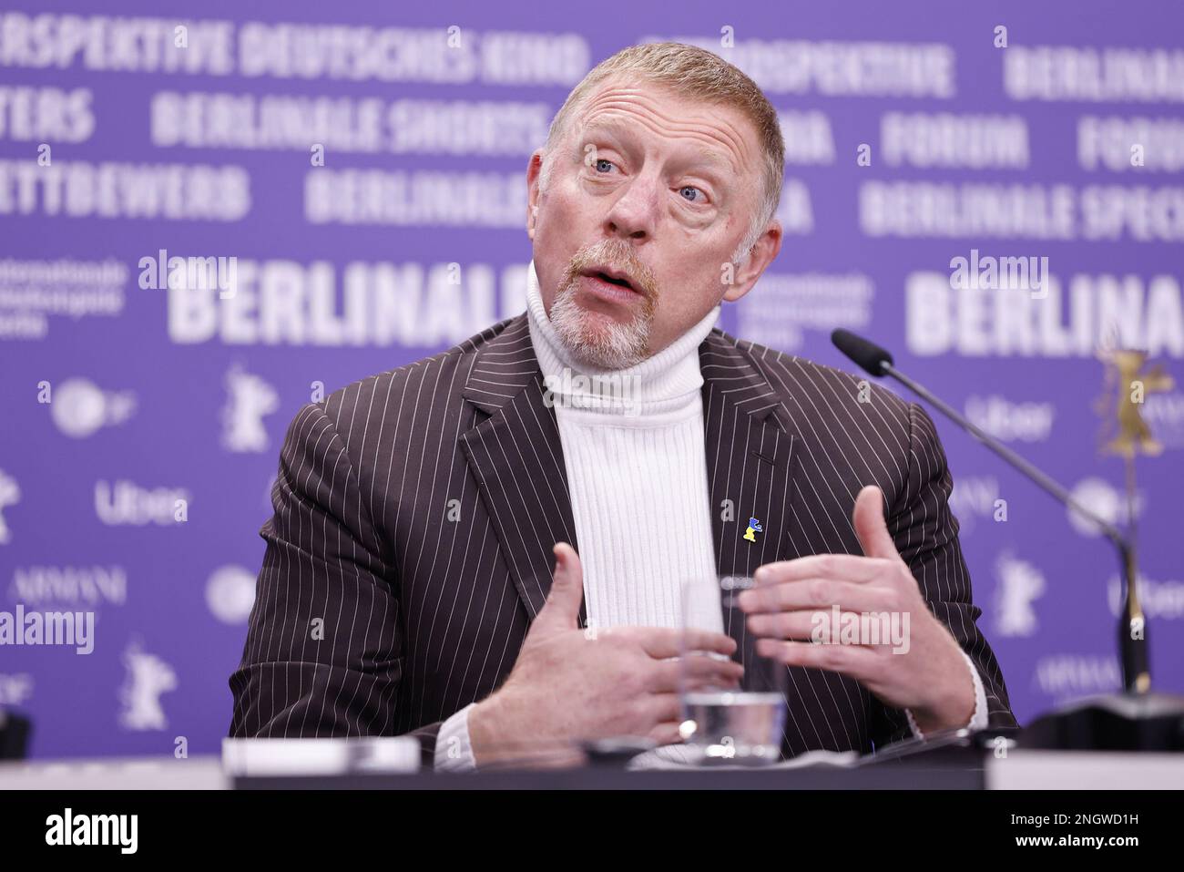 La légende allemande du tennis Boris Becker assiste à une conférence de presse pour le film "Boom! Boum ! The World contre Boris Becker' présenté dans l'offre spéciale Berlinale Banque D'Images