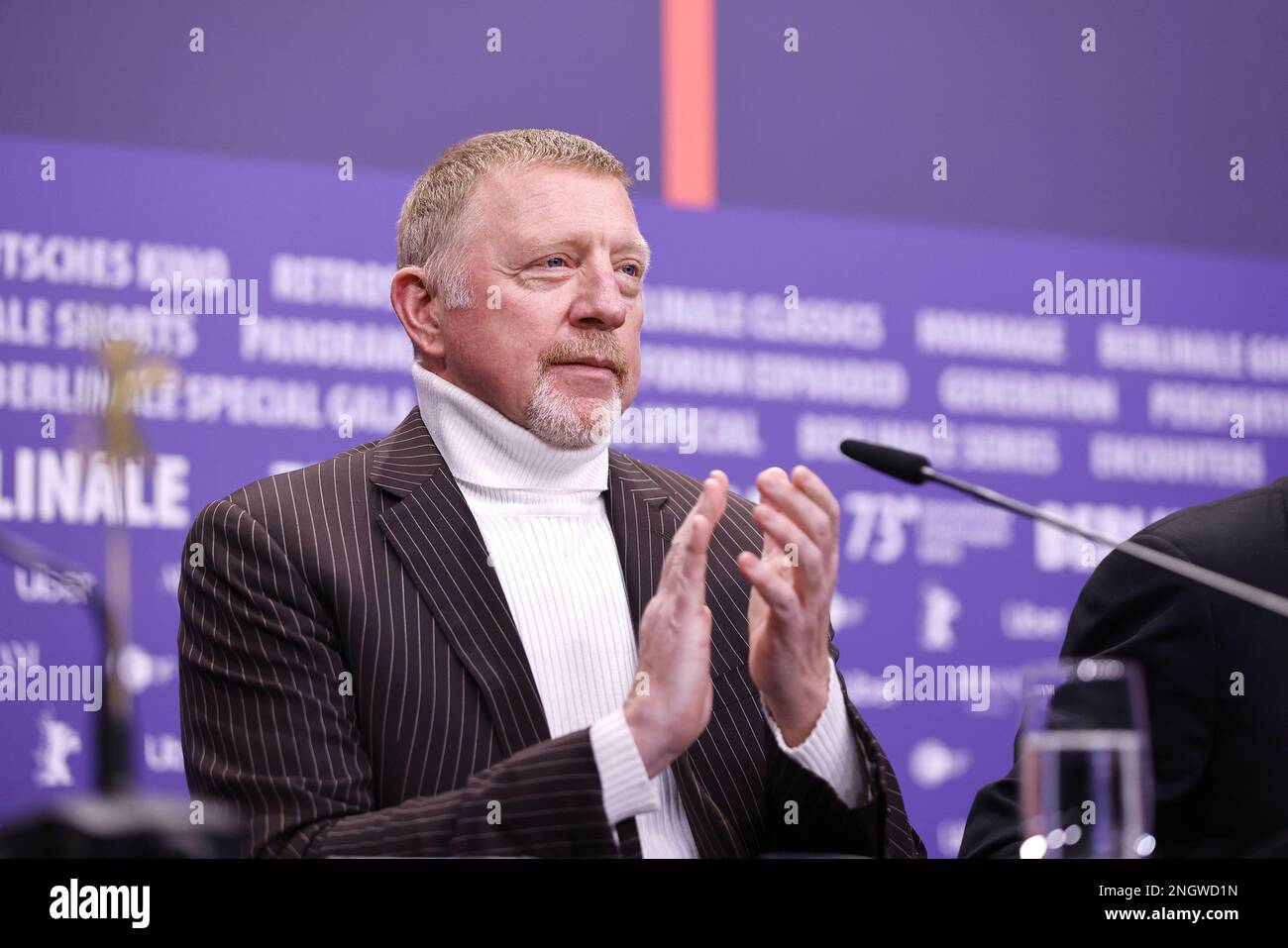 La légende allemande du tennis Boris Becker assiste à une conférence de presse pour le film "Boom! Boum ! The World contre Boris Becker' présenté dans l'offre spéciale Berlinale Banque D'Images