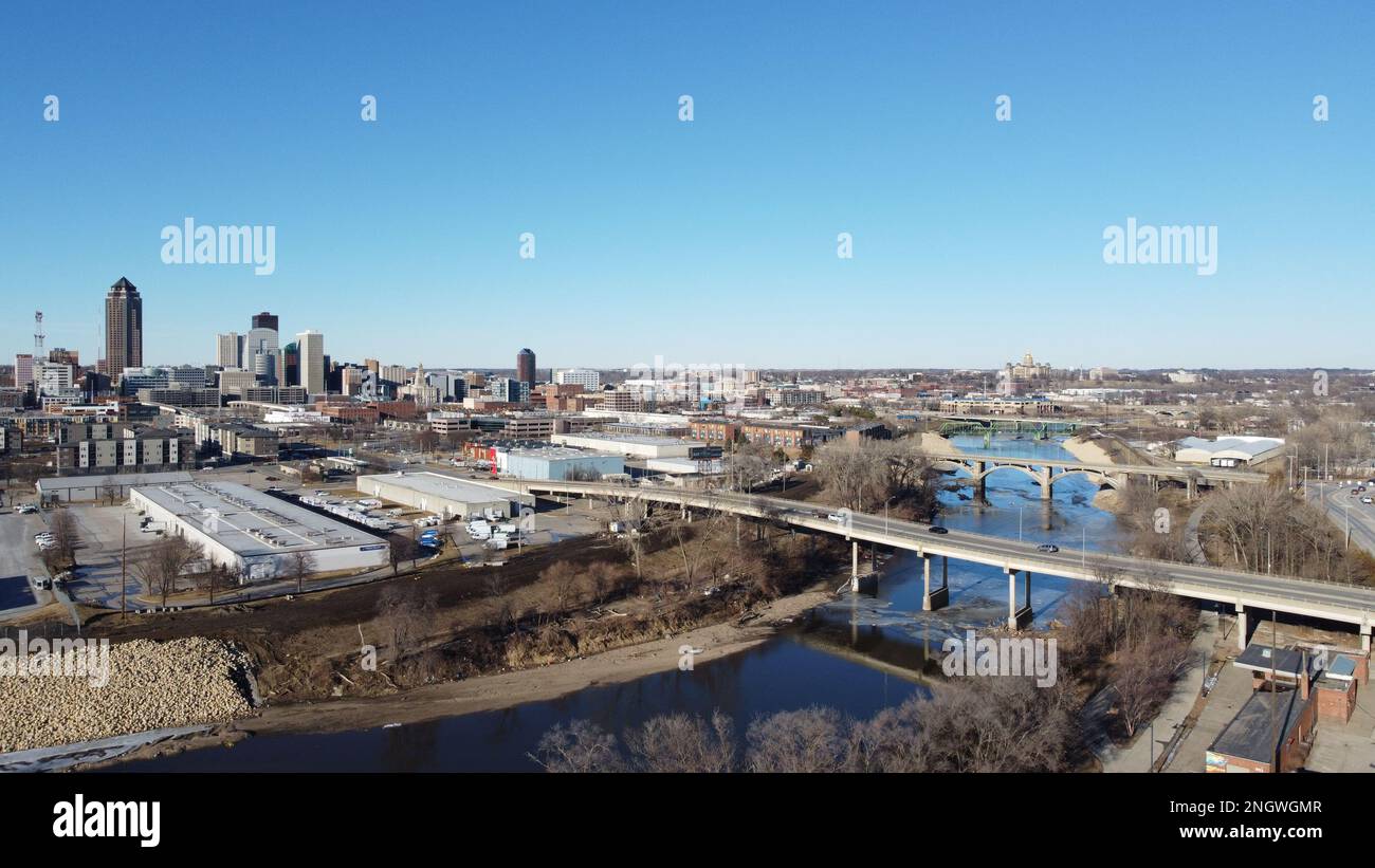 Des Moines, IOWA, ÉtatsUnis 11 février 2023 vue aérienne des Moines vue panoramique depuis Des Moines, IOWA, ÉtatsUnis 11 février 2023 vue aérienne des Moines vue panoramique depuis