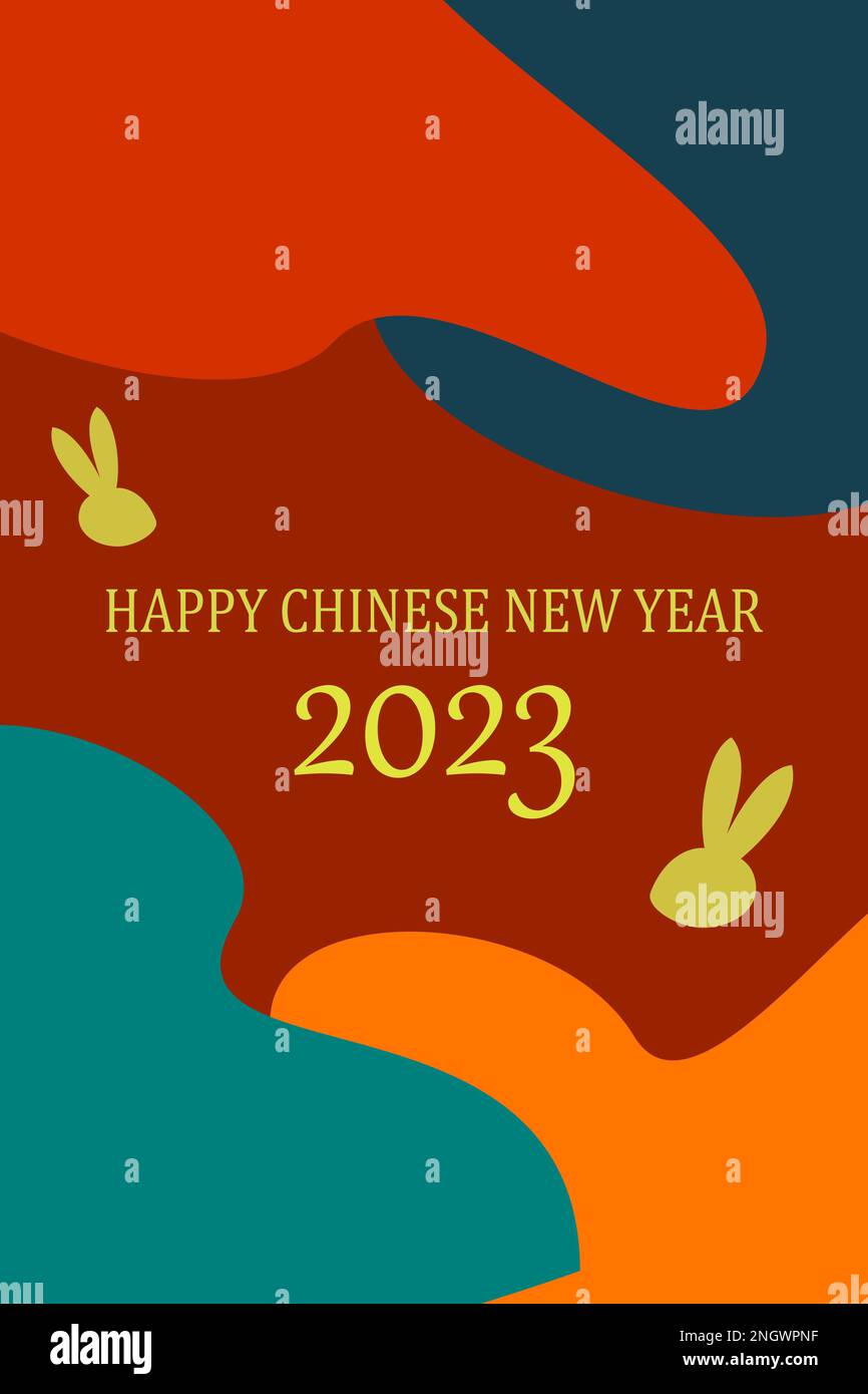 Affiche chinoise de la nouvelle année pour 2023. Année du lapin. Banque D'Images