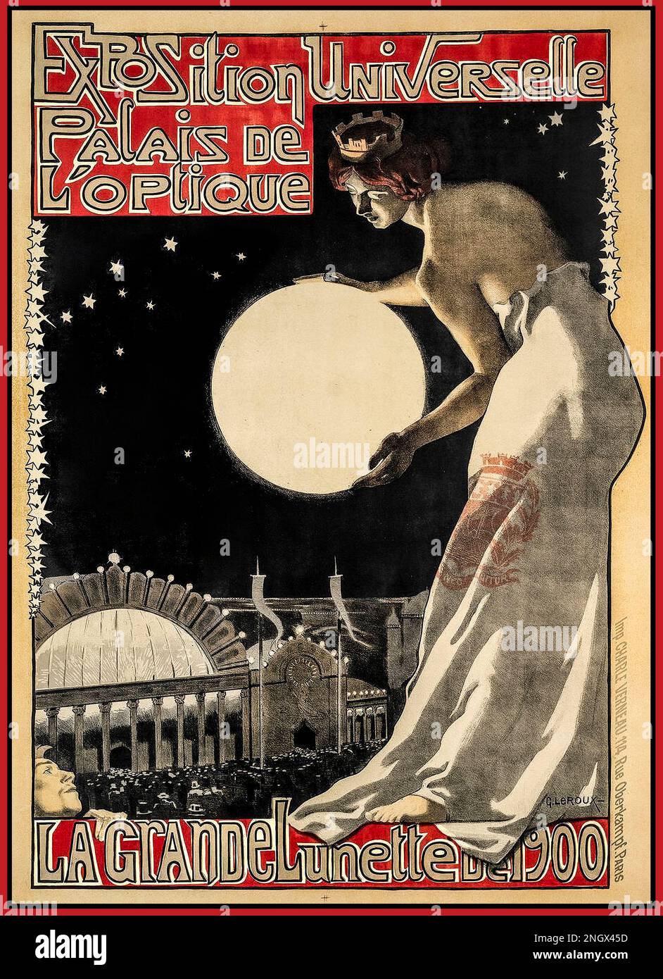 Exposition d'affiche française vintage universelle, la Grande Lunette de 1900, Palais de l'optique Paris France Banque D'Images