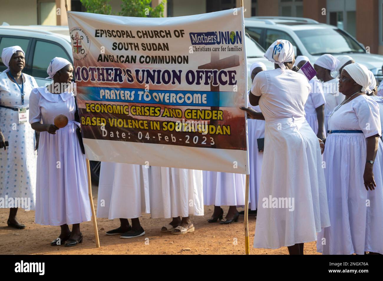 Vendredi 3 février 2023 : Juba Sud Soudan. L'Union des mères du Soudan du Sud pèlerinage de la paix. Modérateur de l'Église d'Écosse le Dr Iain Greenshields est à Juba, au Soudan du Sud, en pèlerinage de paix avec le Pape et l'archevêque de Canterbury le Rév Justin Welby. Banque D'Images