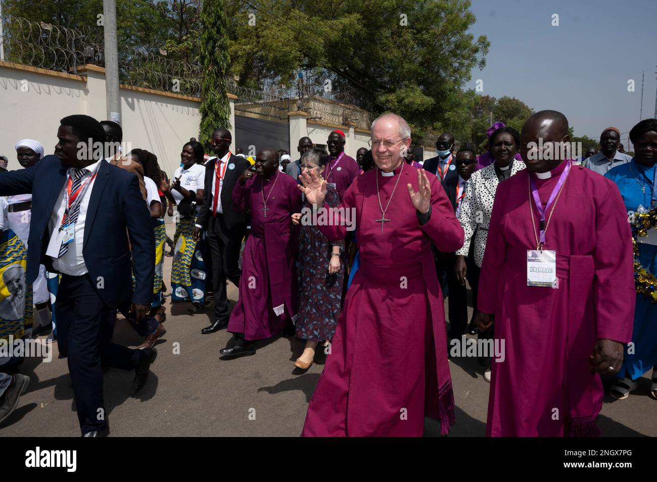 Vendredi 3 février 2023 : Juba Sud Soudan. Une fête de bienvenue pour l'archevêque de Canterbury pèlerinage de paix. Modérateur de l'Église d'Écosse le Dr Iain Greenshields est à Juba, au Soudan du Sud, en pèlerinage de paix avec le Pape et l'archevêque de Canterbury le Rév Justin Welby. Banque D'Images