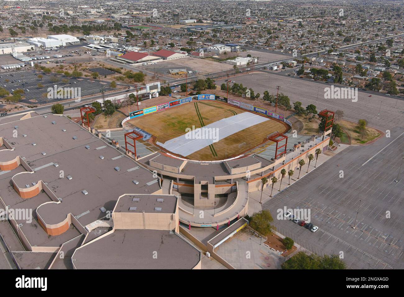 A general overall aerial view of Cashman Field and Cashman Center
