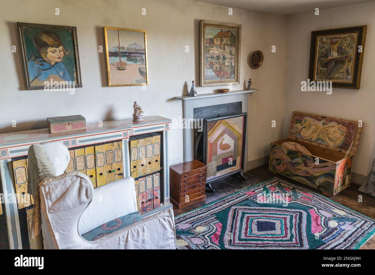 Chambre de John Maynard Keynes à Charleston House Banque D'Images