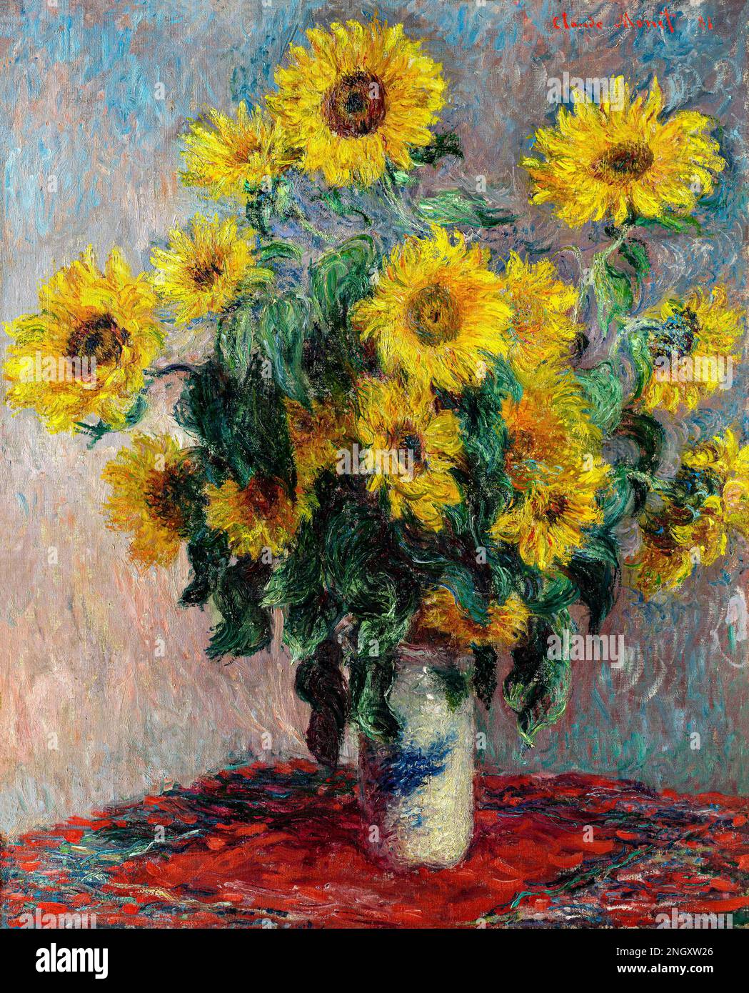 Bouquet de tournesol (1881) de Claude Monet, peinture célèbre haute résolution. Original du MET. Banque D'Images