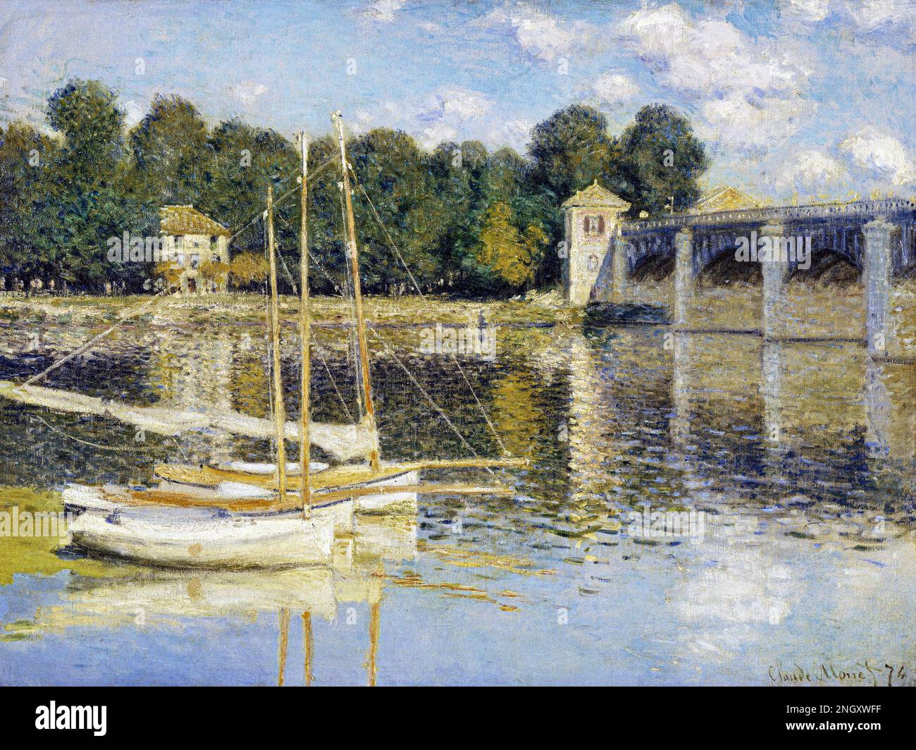 Le pont Argenteuil de Claude Monet (1874) célèbre peinture. Banque D'Images