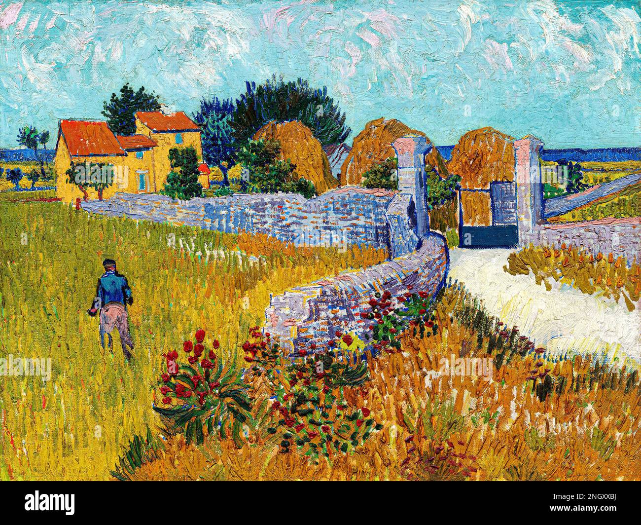 Ferme en Provence (1888) par Vincent Van Gogh. Original de la Galerie nationale d'Art Banque D'Images