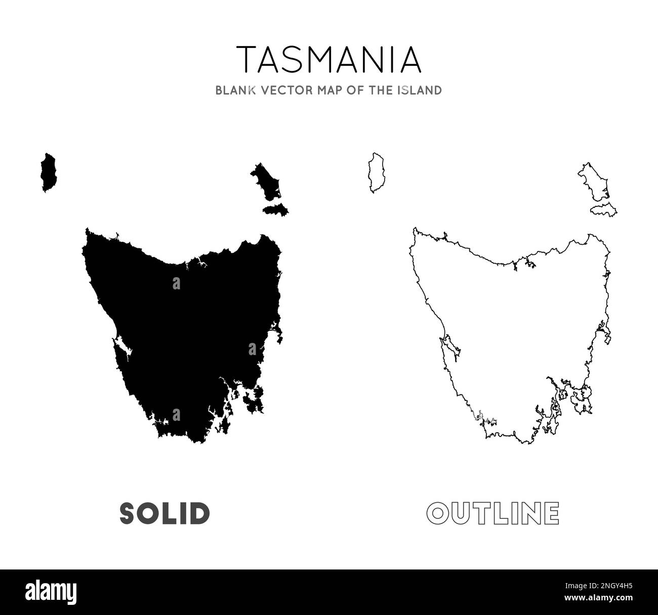 Carte de Tasmanie. Carte vectorielle vierge de l'île. Borders of Tasmania pour votre infographie. Illustration vectorielle. Illustration de Vecteur
