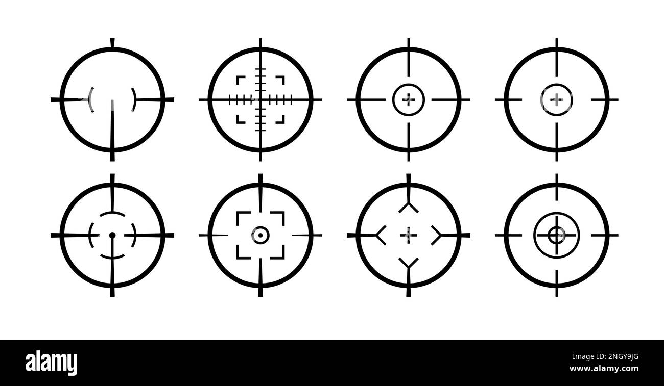 Icône de vecteur de visée de la cible. Cible militaire fusil de tir militaire réticule de l'armée symbole de foyer pointeur de cible Illustration de Vecteur