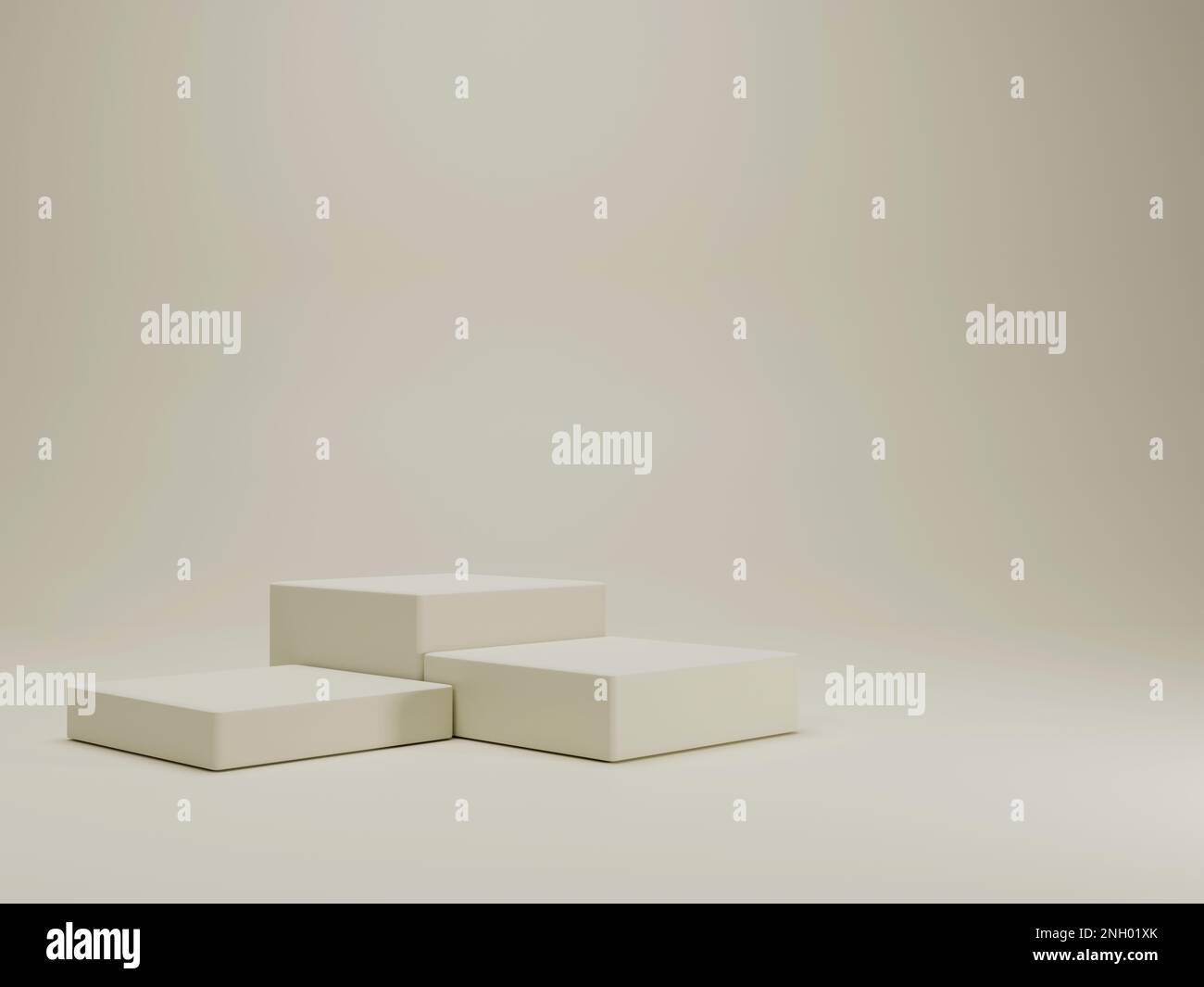3D Podium rectangulaire minimal blanc pour présentation de produits sur fond vide. 3D maquette Banque D'Images