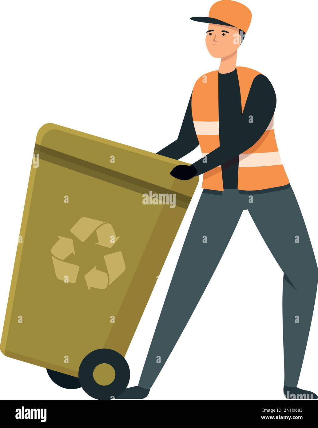 Vecteur de dessin animé d'icône de conteneur d'ordures. Nettoyeur de rue. Conception des déchets Illustration de Vecteur