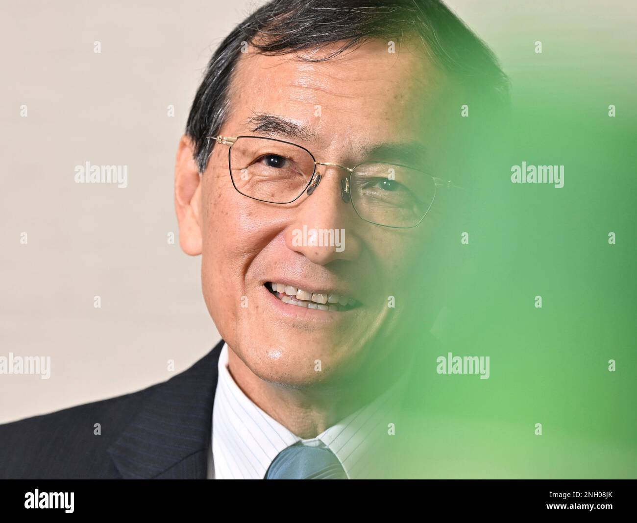 Yuichi Kitao, President of Kubota Co., speaks during an interview in Osaka City on Feb. 20, 2023. Kubota is a Japanese multinational corporation headquartered in Osaka. The corporation produces the agricultural machinery and agriculture-related products, those related to the water pipelines and others. ( The Yomiuri Shimbun via AP Images ) Banque D'Images