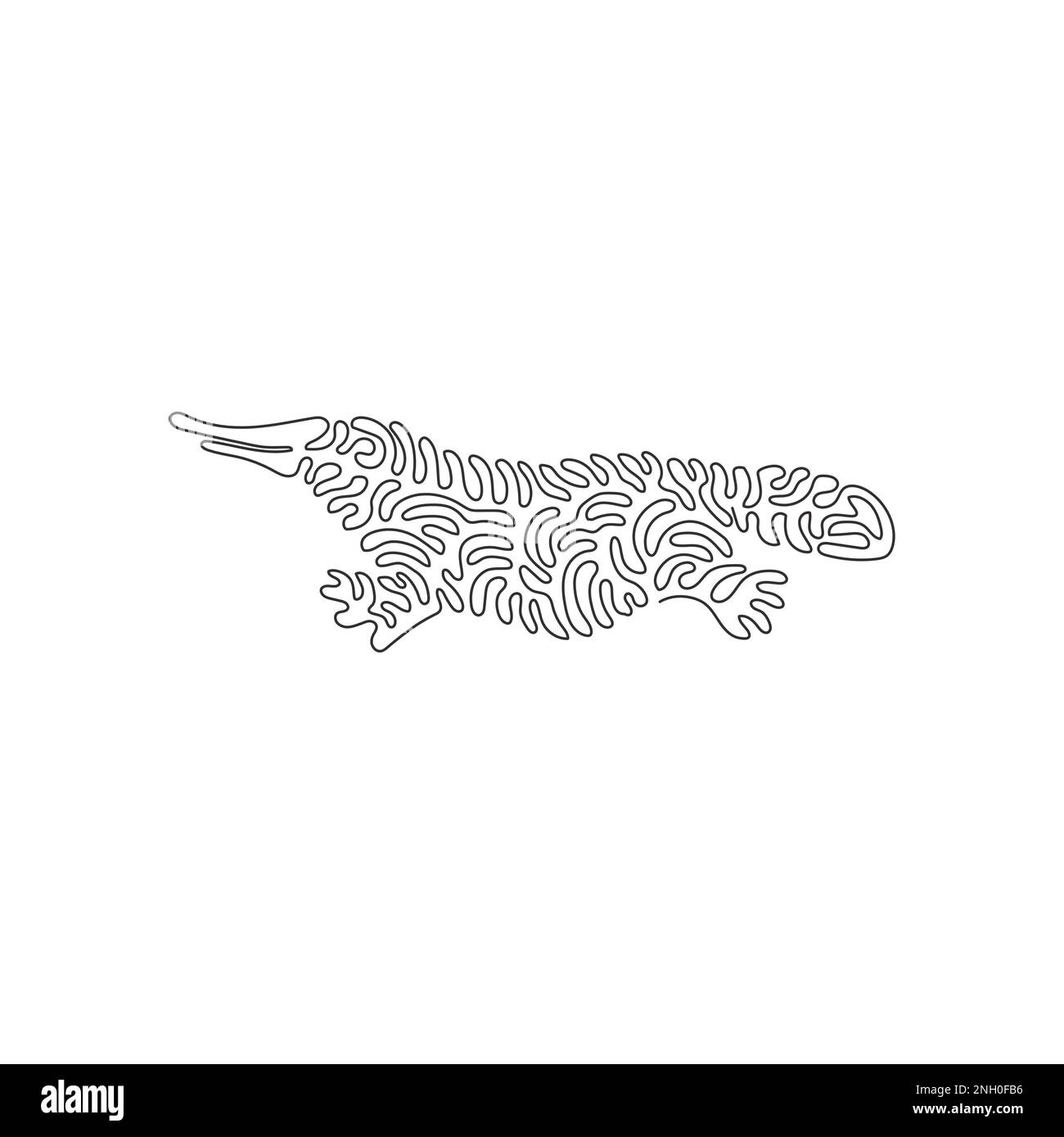Simple tourbillon ligne continue dessin de l'art abstrait de platypus mignon Ligne continue dessin graphique dessin vectoriel style d'illustration de créatures uniques Illustration de Vecteur