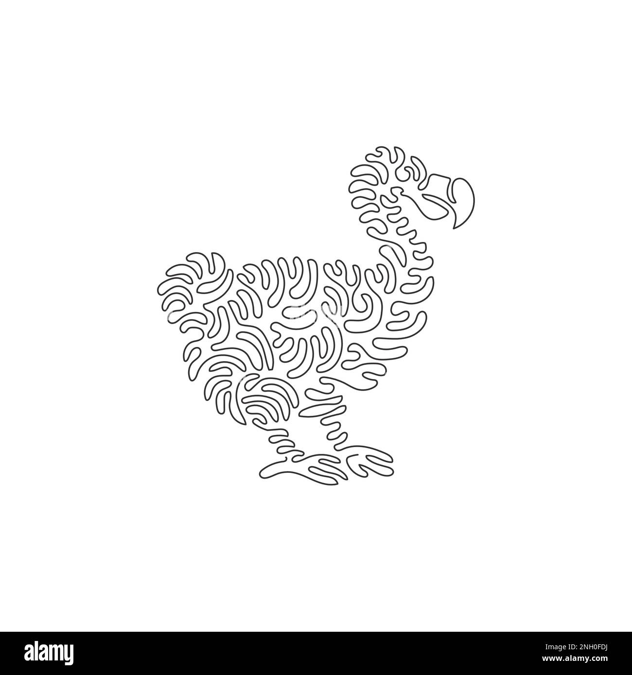 Un seul bouclé un dessin de ligne de gros et de pidodoles. Dessin de ligne continue illustration vectorielle d'espèces éteintes d'oiseaux dodo Illustration de Vecteur