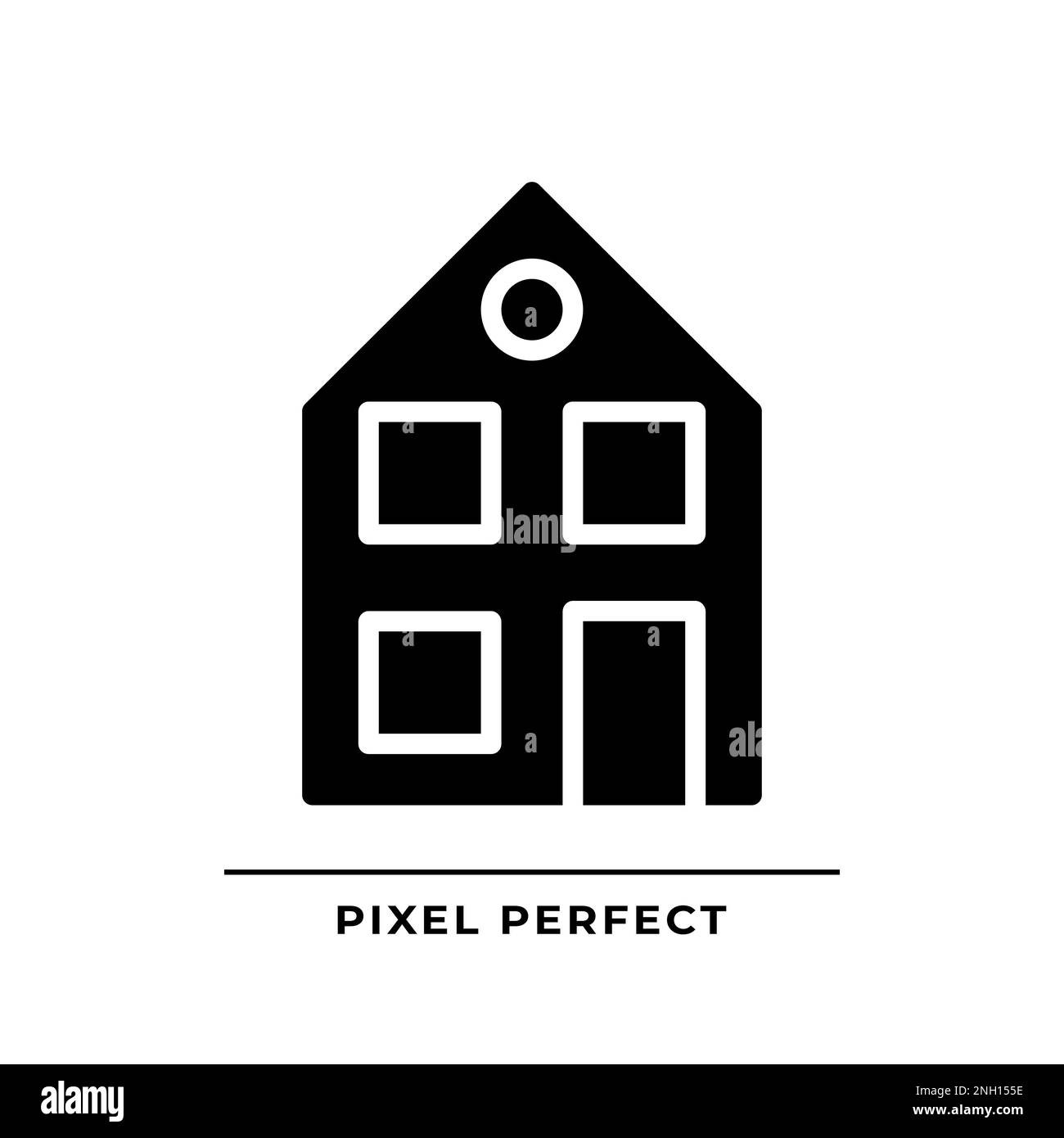 Icône de glyphe noir de maison à deux étages Illustration de Vecteur