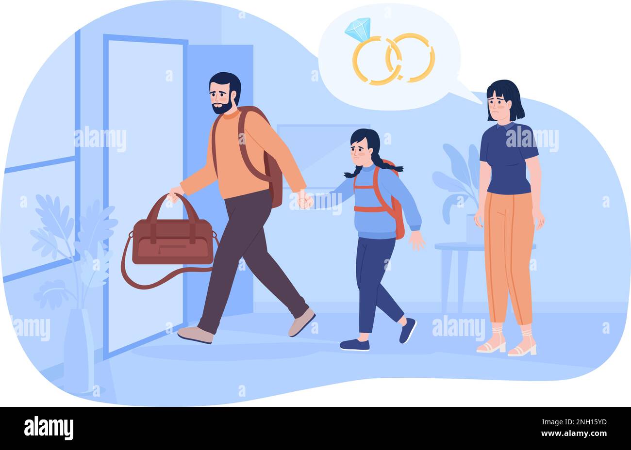 Parents divorcés 2D vecteur isolé spot illustration Illustration de Vecteur