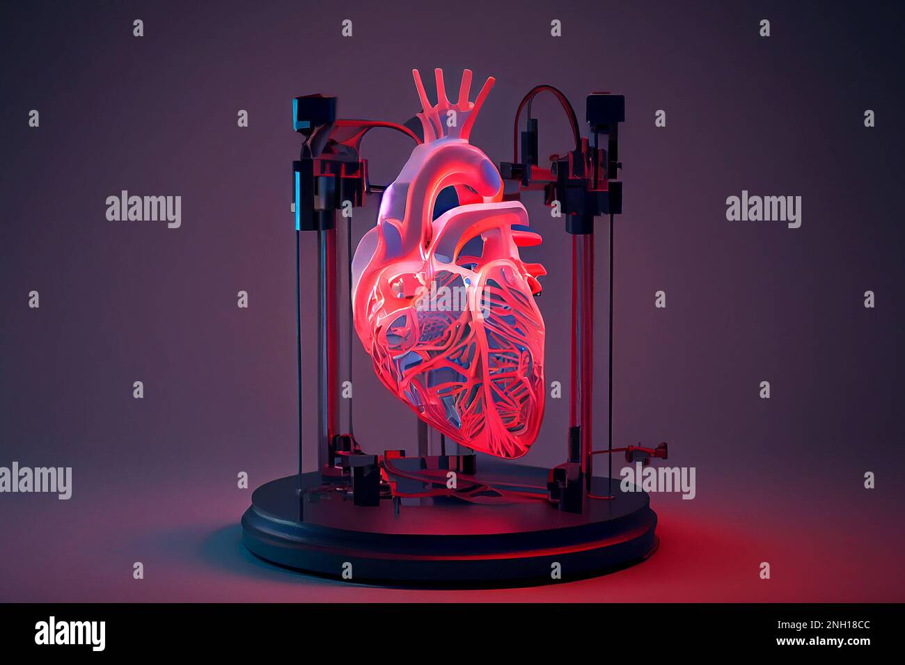 Modèle de coeur humain imprimé sur une imprimante 3D, présentant les  détails complexes et la complexité du coeur humain, illustration d'ai  générative Photo Stock - Alamy