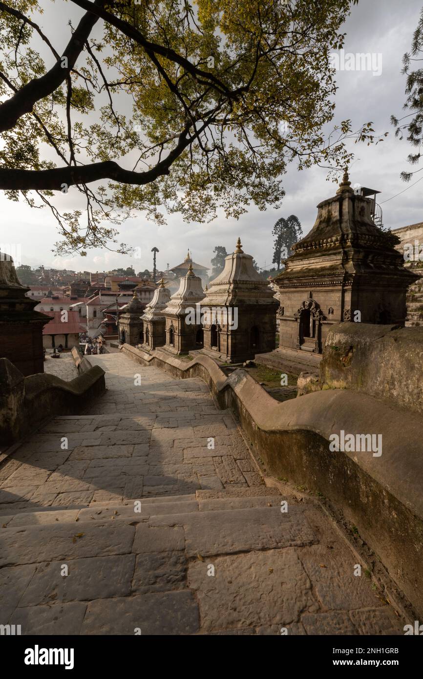 Temples anciens à l'intérieur du temple de Pashupatinath, au Népal Banque D'Images