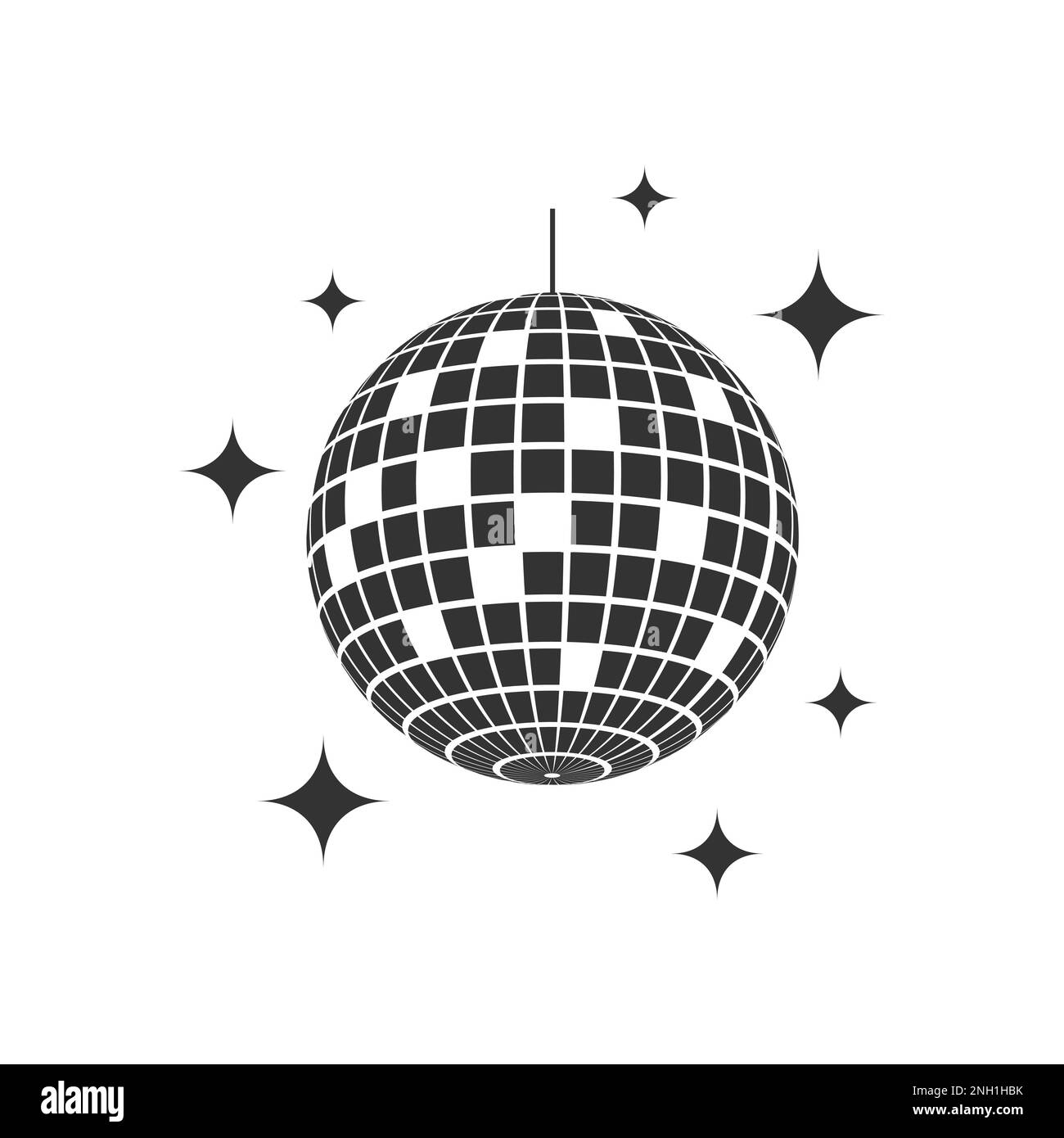 Miroir disco ball avec icône de paillettes. Sphère de boîte de nuit brillante. Danse musique fête discothèque. Mirrorball dans le style de la discothèque 70s 80s. Symbole de la vie nocturne Illustration de Vecteur