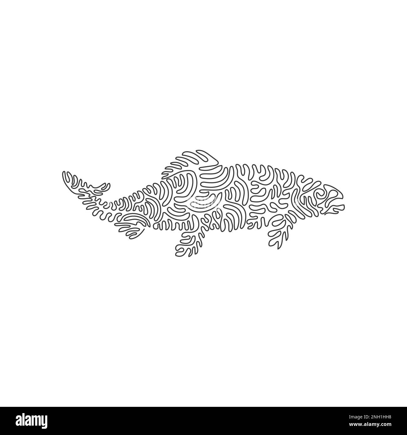 Un seul dessin d'une ligne de l'art abstrait mignon saumon Dessin en ligne continue dessin graphique illustration vectorielle de saumon sain poisson pour icône Illustration de Vecteur