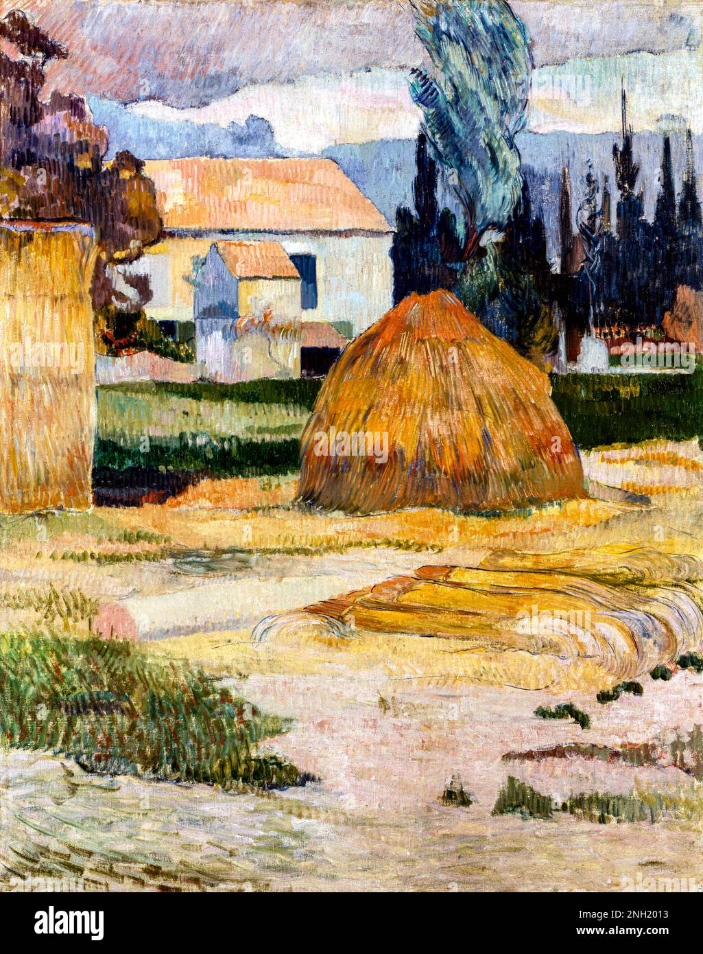 Le paysage de Paul Gauguin près d'Arles (1888) célèbre peinture. Original de Wikimedia Commons. Banque D'Images