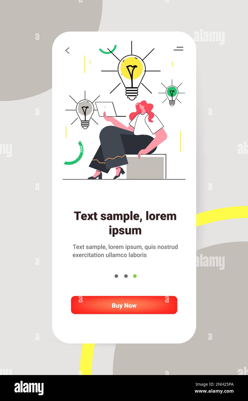 femme d'affaires travaillant sur ordinateur portable femme d'affaires avec lampe de brainstorming créatif big idée concept Illustration de Vecteur