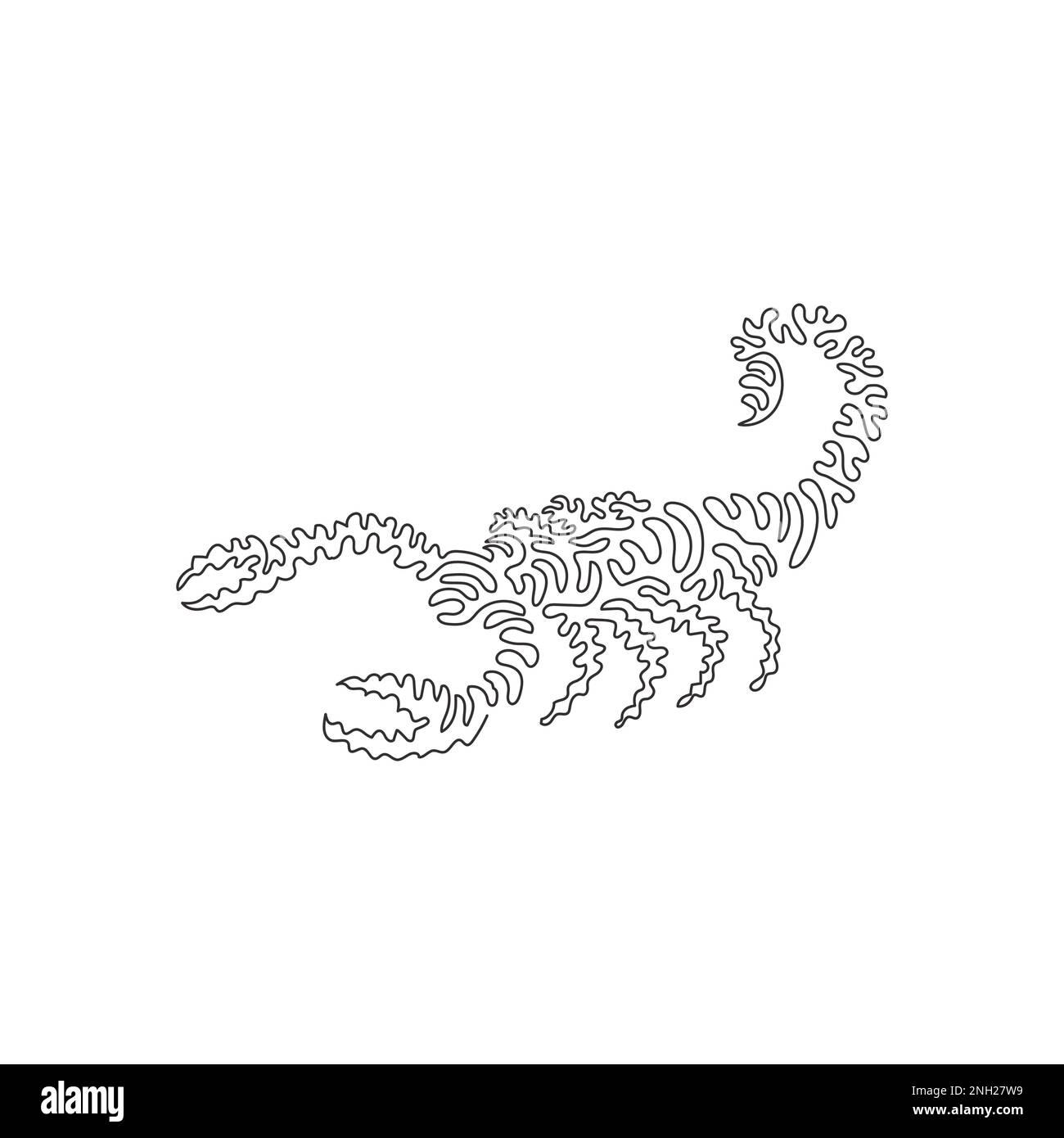 Dessin continu d'une ligne de courbe d'un scorpion avec deux pincers art abstrait Illustration d'un vecteur de trait modifiable à une seule ligne de scorpion sauvage Illustration de Vecteur