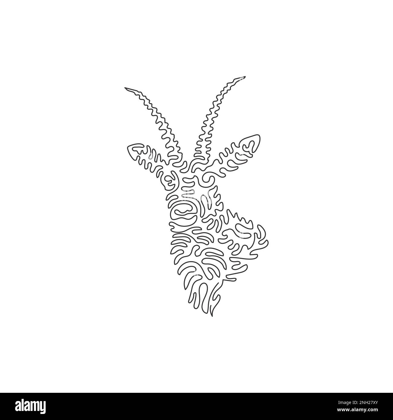 Un seul dessin d'une ligne de l'art abstrait de l'antilope mignon Dessin en ligne continue dessin graphique dessin vectoriel illustration de l'antilope avec de belles cornes Illustration de Vecteur