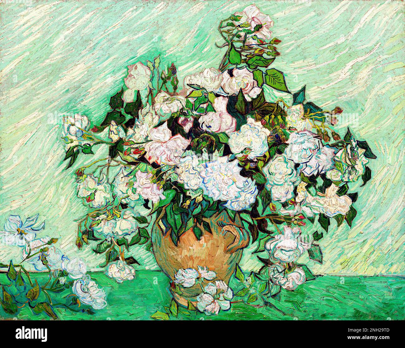 Roses (1890) par Vincent Van Gogh. Original de la Galerie nationale d'Art Banque D'Images